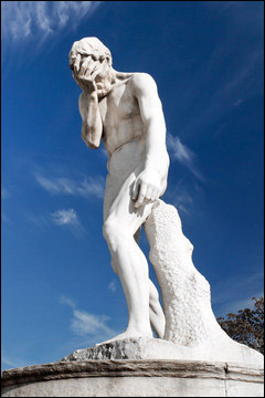 Facepalm statue - Cain Statue in Tuileries Garden, Paris, France