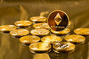 Ethereum currency: stacks of coins